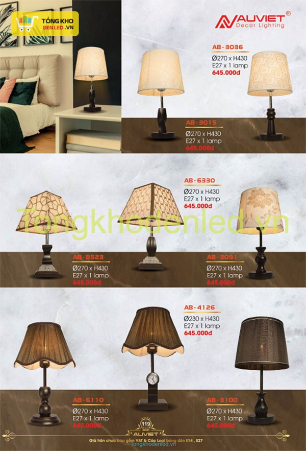 Đèn ngủ đầu giường ÂU VIỆT - 119