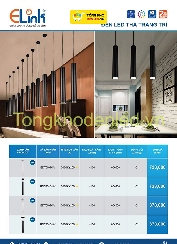 ĐÈN THẢ NHÀ BẾP LED ELINK - 054