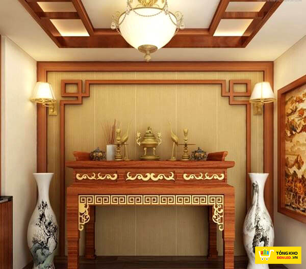 sử dụng đèn trang trí phòng thờ
